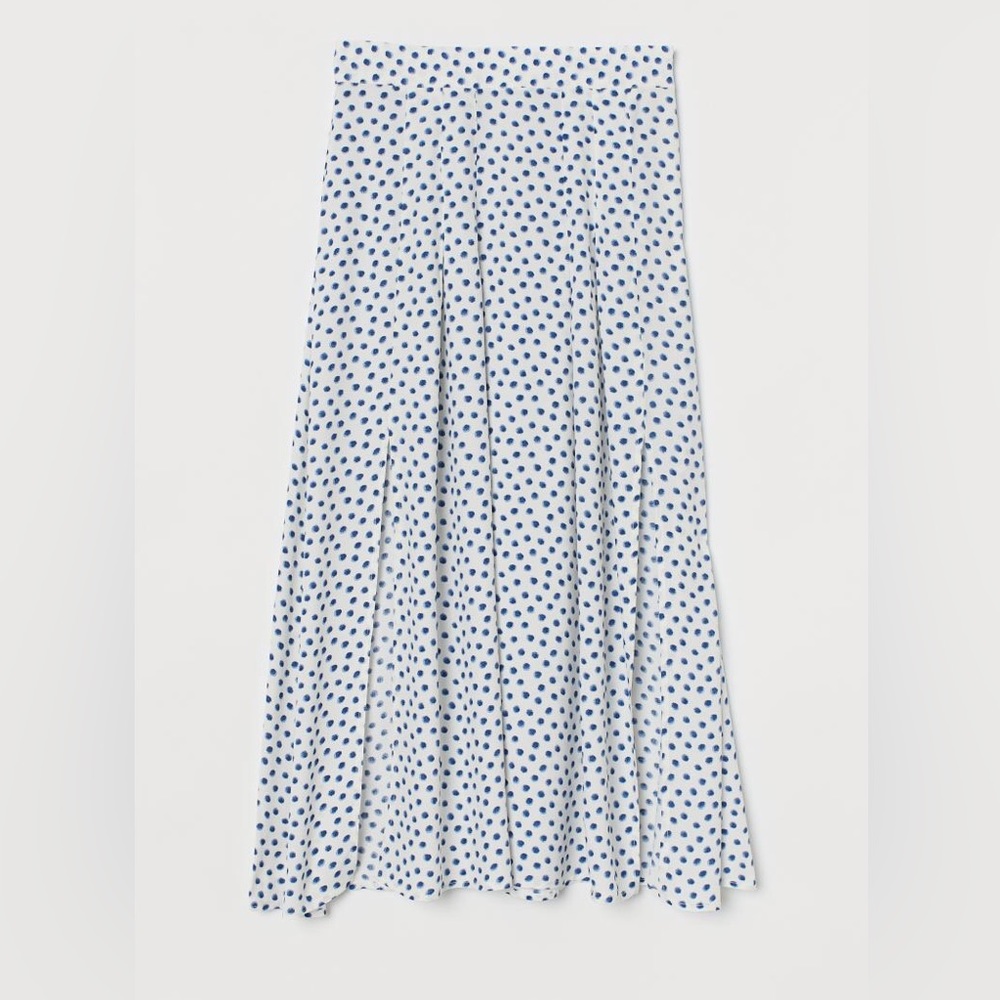 H&M Skirt; White with Blue Polka Dots; Size 4.